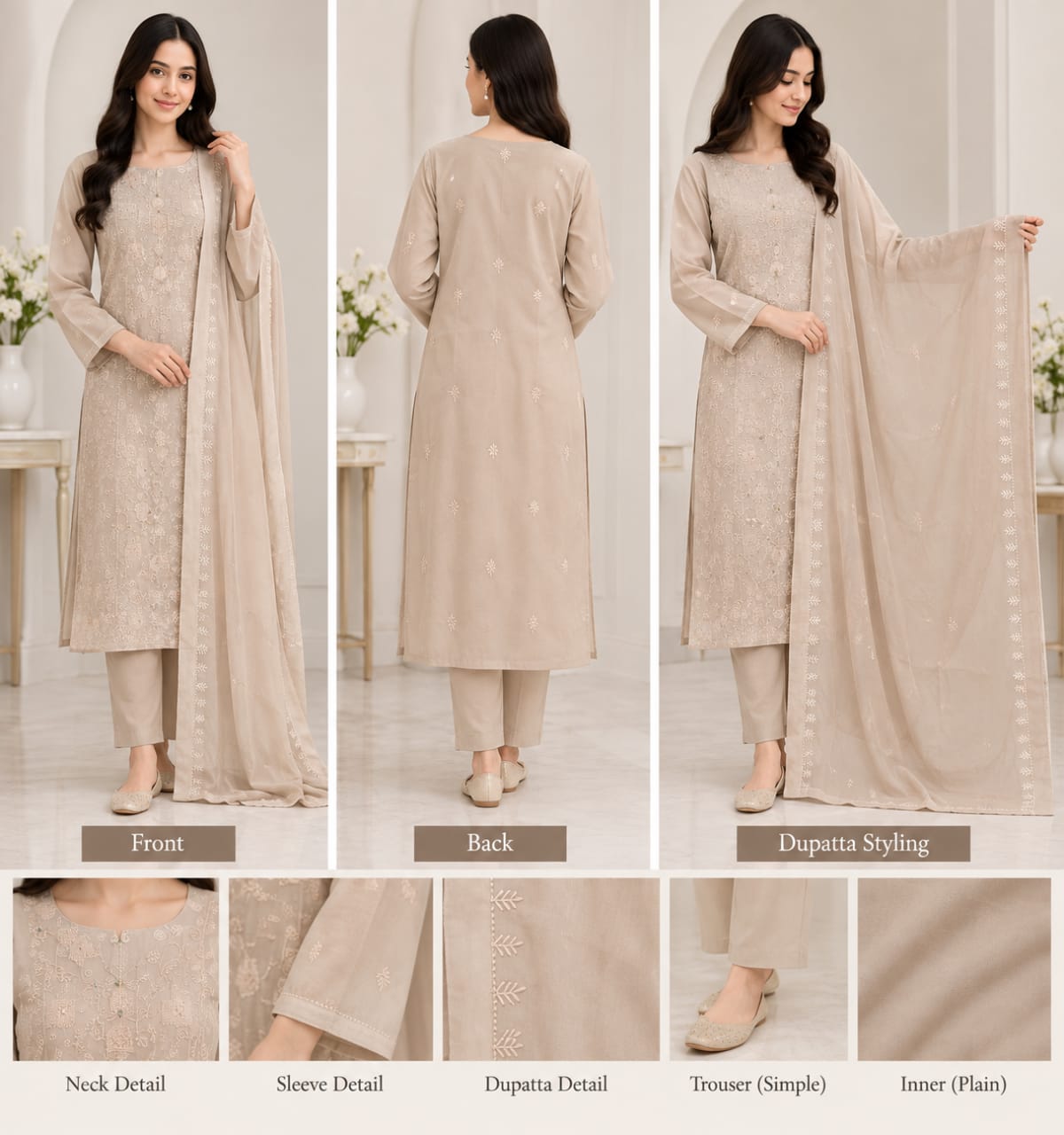 Embroidered Chiffon Unstitched 3-Piece Suit