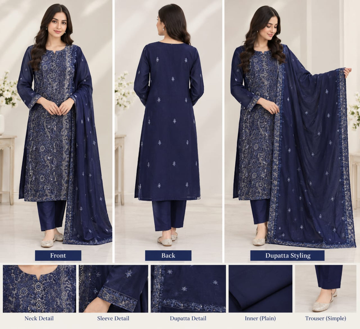 Embroidered Chiffon Unstitched 3-Piece Suit