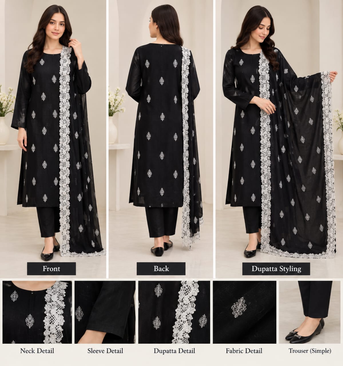 Embroidered Chiffon Unstitched 3-Piece Suit