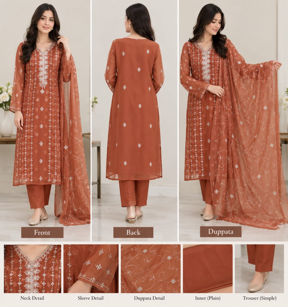 Embroidered Chiffon Unstitched 3-Piece Suit