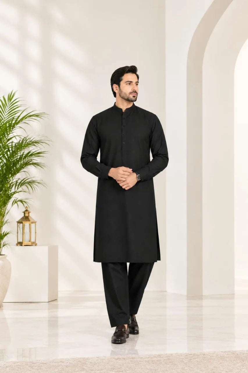 Men’s winter dress in premium fabric, featuring a stylish traditional design, perfect for the winter season.