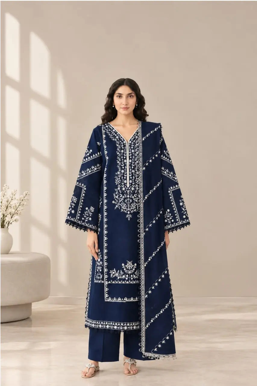 Women’s winter dress in premium fabric, featuring an elegant traditional design, perfect for the winter season.