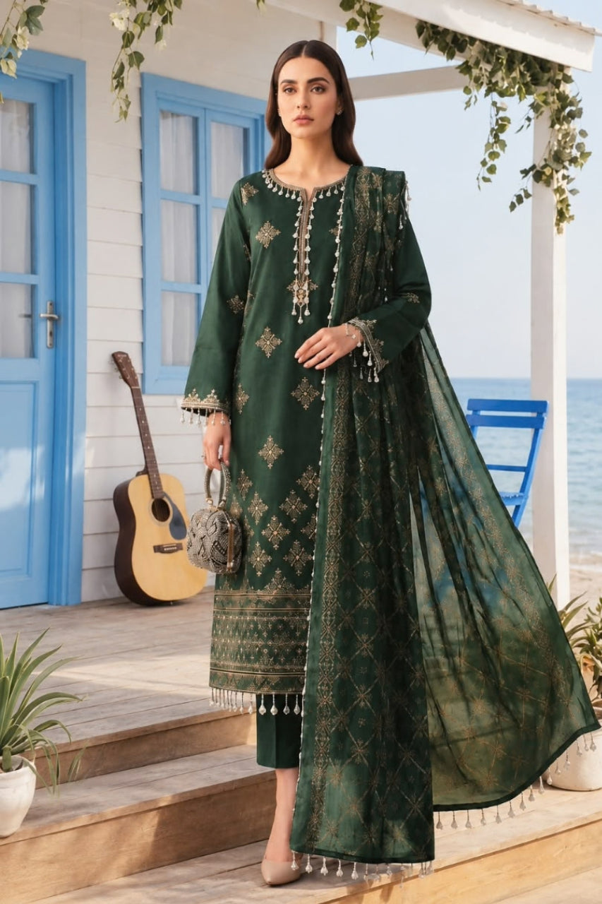 Cross Stitch By Noor Jahan Luxury Unstitched 3-Piece Valvet Shawl Suit